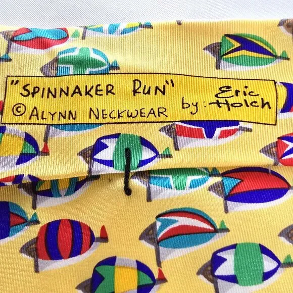 Alynn Neckwear - 100% Silk Tie "Spinnaker Run" Yellow Made in USA 59.4" x 3.5" - Picture 3 of 6
